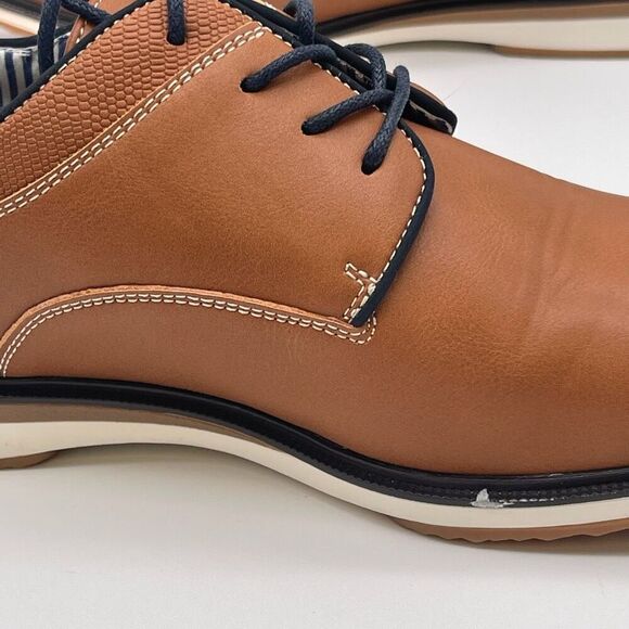 Oxford Shoes Men's Size 10 Brown Black Two Tone Lace Up Leather Comfort Casual - Picture 14 of 16